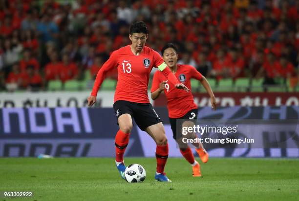 South Korea Son Heung-Min of South Korea in action during the international friendly match between South Korea and Honduras at Daegu World Cup...