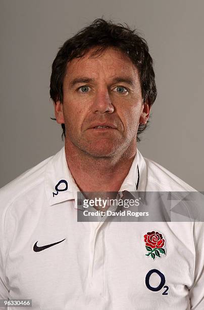 Mike Ford, the England defence coach poses for a portrait at Pennyhill Park Hotel on February 1, 2010 in Bagshot, England.