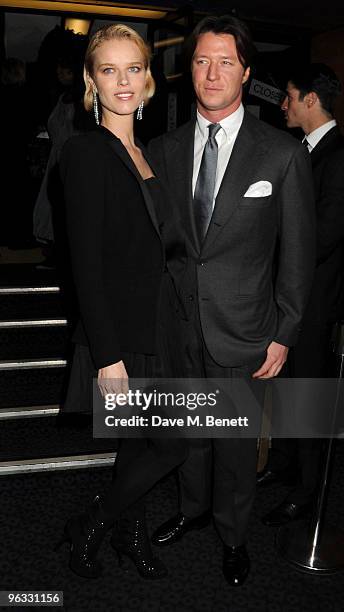 Eva Herzigova and Gregorio Marsiaj arrive at the UK film premiere of 'A Single Man', at the Curzon Cinema Mayfair on February 1, 2010 in London,...