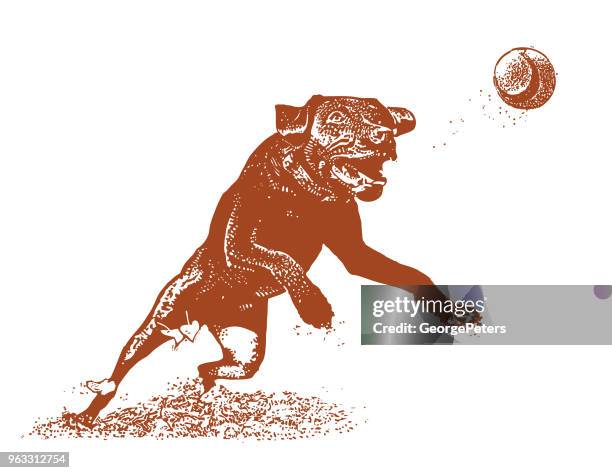 dog chasing ball - labrador retriever running stock illustrations