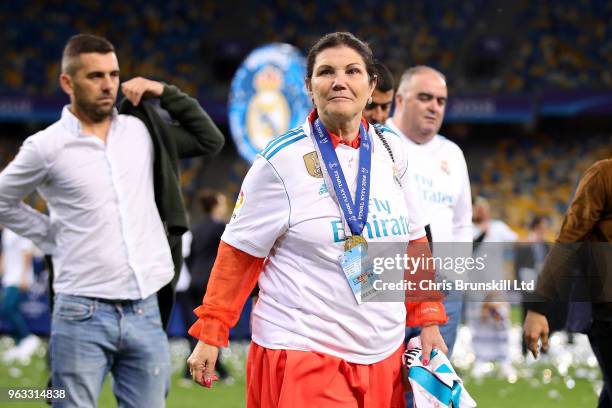 Maria Dolores dos Santos Aveiro, mother of Cristiano Ronaldo of Real Madrid, looks on after the UEFA Champions League final between Real Madrid and...