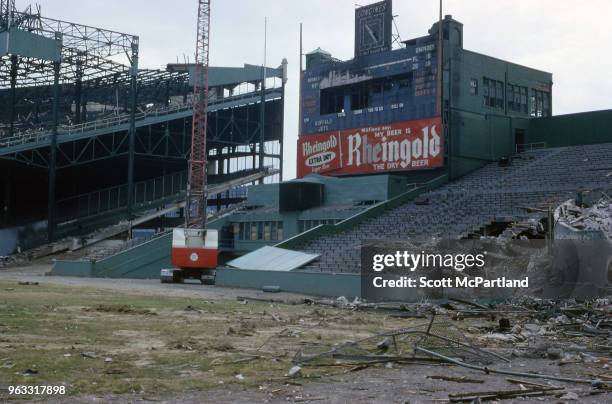 New York City - View of demolition under way at the Polo Grounds in Upper Manhattan.