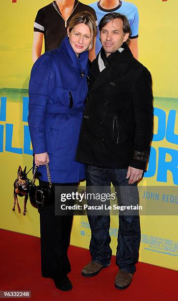 Actor Paul Belmondo and wife Luana attend the Premiere of "I Love You Philip Morris" film at Cinematheque Francaise on February 1, 2010 in Paris,...