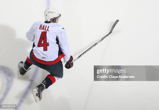 Taylor Hall of the Windsor Spitfires skates in a game against the London Knights on January 29, 2010 at the John Labatt Centre in London, Ontario....