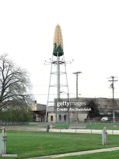 Ear of corn water tower at Libby food plant in Rochester, Minnesota on May 9, 2018.