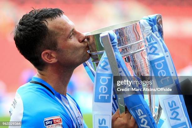 Michael Doyle of Coventry City kisses the trophy during the Sky Bet League Two Play Off Final between Coventry City and Exeter City at Wembley...