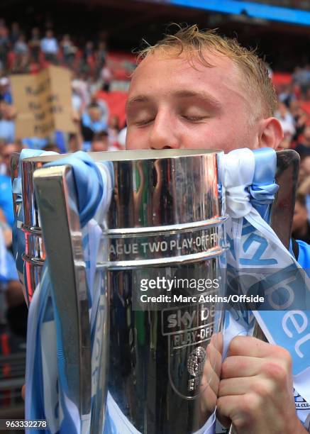 Jack Grimmer of Coventry City celebrates with the trophy during the Sky Bet League Two Play Off Final between Coventry City and Exeter City at...