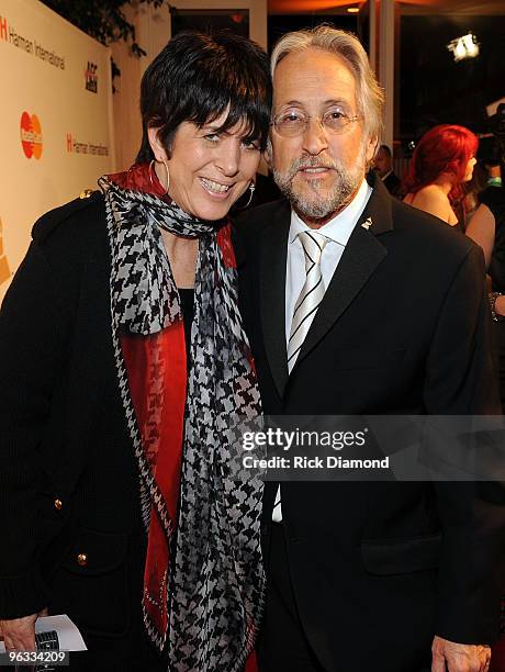 Singer/songwriter Diane Warren and president/CEO of the Recording Academy Neil Portnow arrive at the 52nd Annual GRAMMY Awards - Salute To Icons...