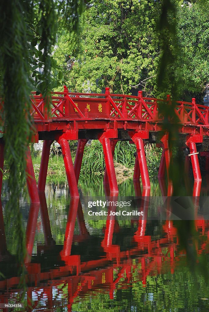 Huc Bridge in Hanoi's Hoan Kiem Lake