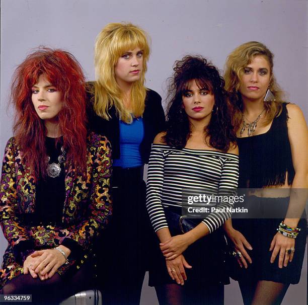 Michael Steele, Debbi Peterson, Susanna Hoffs and Vicki Peterson of The Bangles on 8/19/86 in Chicago, Il.