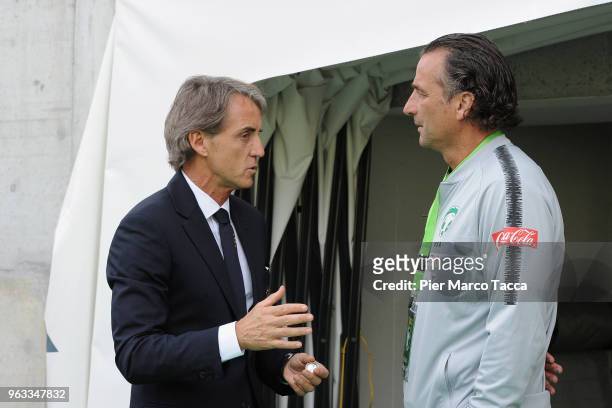 Head Coach of Italy, Roberto Mancini and Head Coach of Saudi Arabia attend the International Friendly match between Saudi Arabia and Italy on May 28,...
