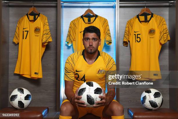 Dimitri Petratos of Australia poses during the Australian Socceroos Portrait Session at the Gloria Football Club on May 28, 2018 in Antalya, Turkey.