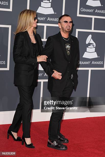 Musician Ringo Starr and wife Barbara Bach arrive at the 52nd Annual GRAMMY Awards held at Staples Center on January 31, 2010 in Los Angeles,...