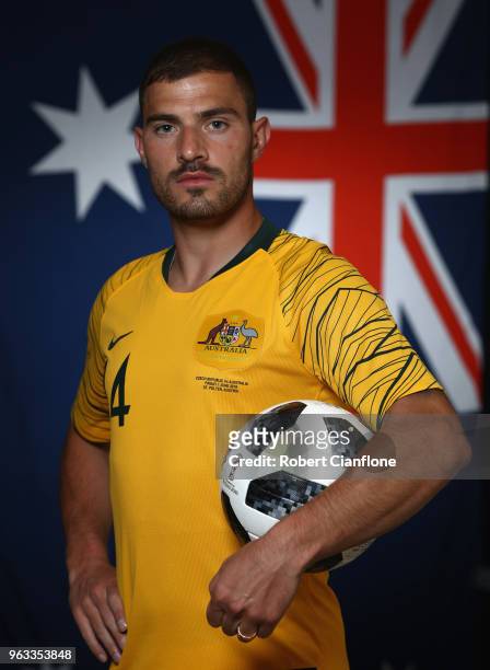 James Troisi of Australia poses during the Australian Socceroos Portrait Session at the Gloria Football Club on May 28, 2018 in Antalya, Turkey.