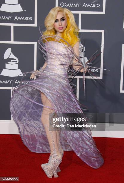 Lady Gaga arrives at the 52nd Annual GRAMMY Awards held at Staples Center on January 31, 2010 in Los Angeles, California.