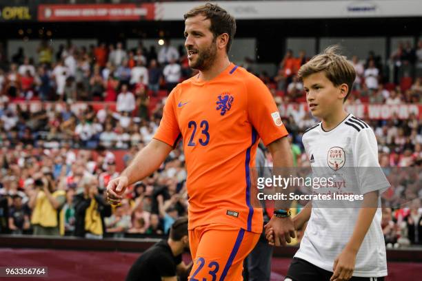 Rafael van der Vaart with his son Damian van der Vaart during the Dirk Kuyt Testimonial at the Feyenoord Stadium on May 27, 2018 in Rotterdam...