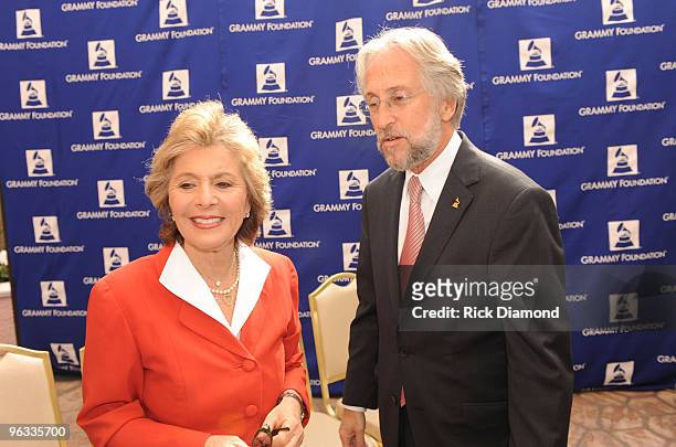 Senator Barbara Boxer and National Academy of Recording Arts and Sciences President Neil Portnow attends the 52nd Annual GRAMMY Awards 12th Annual...