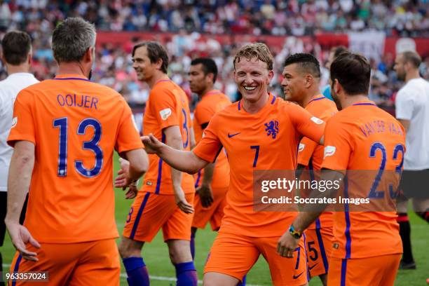 Andre Ooijer, Dirk Kuyt, Rafael van der Vaart during the Dirk Kuyt Testimonial at the Feyenoord Stadium on May 27, 2018 in Rotterdam Netherlands