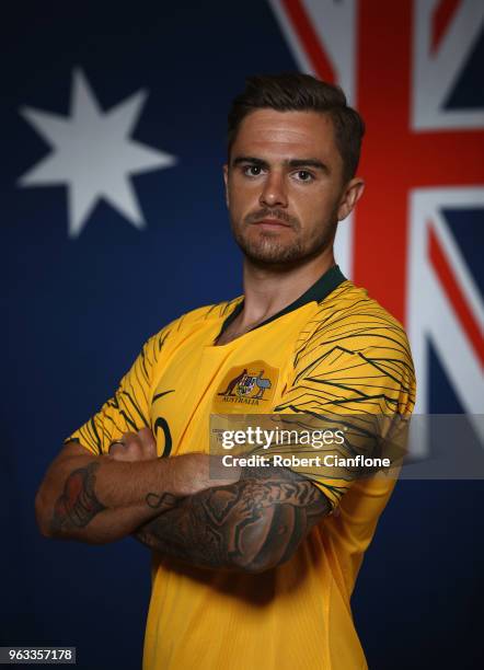 Josh Risdon of Australia poses during the Australian Socceroos Portrait Session at the Gloria Football Club on May 28, 2018 in Antalya, Turkey.