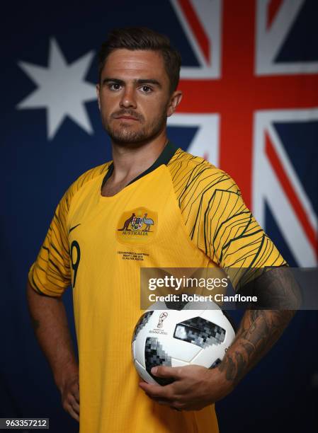 Josh Risdon of Australia poses during the Australian Socceroos Portrait Session at the Gloria Football Club on May 28, 2018 in Antalya, Turkey.