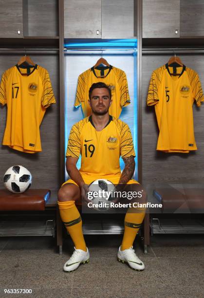 Josh Risdon of Australia poses during the Australian Socceroos Portrait Session at the Gloria Football Club on May 28, 2018 in Antalya, Turkey.