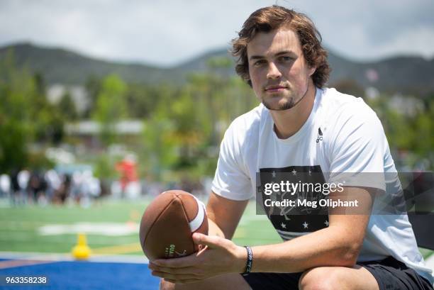 Jacob Eason of the University of Washington poses for portraits at Steve Clarkson's 14th Annual Quarterback Retreat on May 26, 2018 in Pacific...