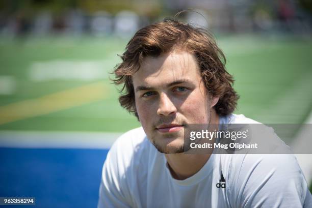 Jacob Eason of the University of Washington poses for portraits at Steve Clarkson's 14th Annual Quarterback Retreat on May 26, 2018 in Pacific...