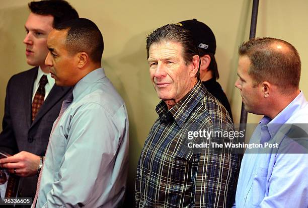 January 6: Washington Redskins offensive line coach Joe Bugel watches the press conference of the new head coach Mike Shanahan on January 6, 2010....