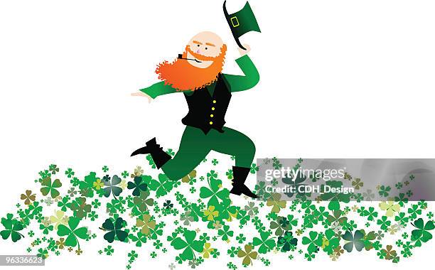 leprechaun - clover field stock illustrations