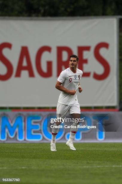 Portugal and AC Milan forward Andre Silva celebrates scoring Portugal's first goal during the International Friendly match between Portugal and...