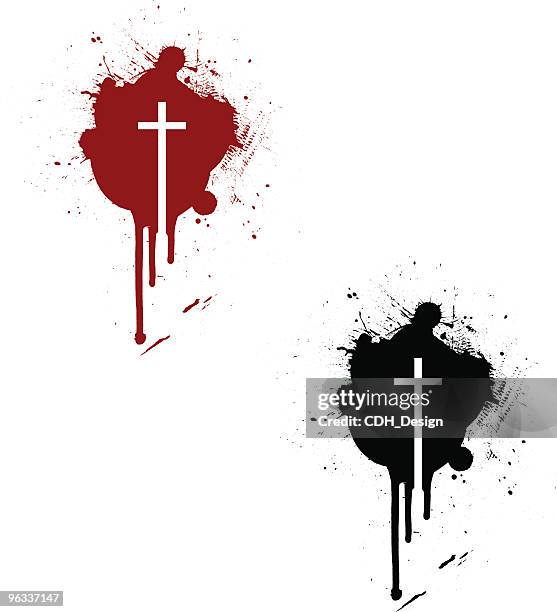 stockillustraties, clipart, cartoons en iconen met crucifix stain ~ vector - blood stain