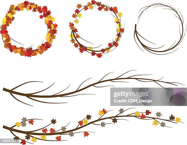 fall wreaths ~ vector - autumn wreath stock illustrations