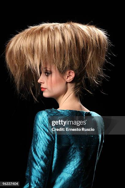 Model walks the runway during Lorenzo Riva fashion show as part of the Rome Fashion Week Spring / Summer 2010 on February 01, 2010 in Rome, Italy.