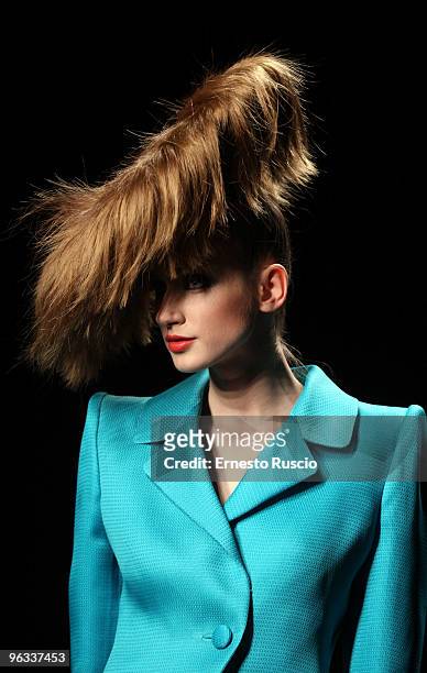 Model walks the runway during Lorenzo Riva fashion show as part of the Rome Fashion Week Spring / Summer 2010 on February 01, 2010 in Rome, Italy.