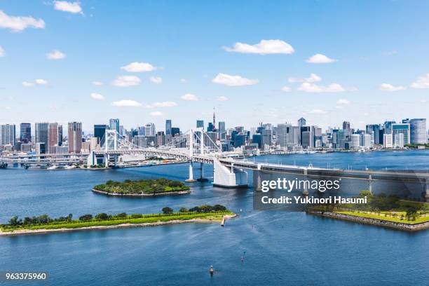 tokyo skyline under the clear blue sky - 東京湾 ストックフォトと画像