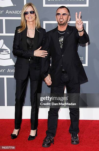 Barbara Bach and Ringo Starr arrive at the 52nd Annual GRAMMY Awards held at Staples Center on January 31, 2010 in Los Angeles, California.