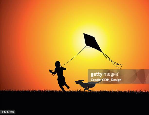 summer kite - kite stock illustrations