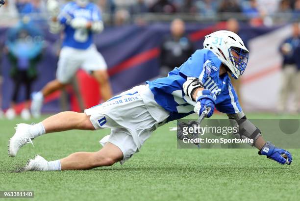 Duke Blue Devils attackman Joey Manown in action during the NCAA Division I Men's Championship match between Duke Blue Devils and Yale Bulldogs on...