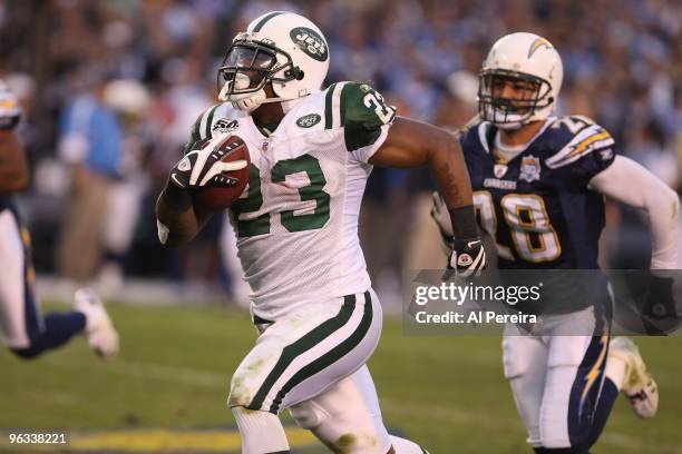 Running Back Shonn Greene of the New York Jets has a 53-yard Touchdown run against the San Diego Chargers when the Chargers host the Jets in the...