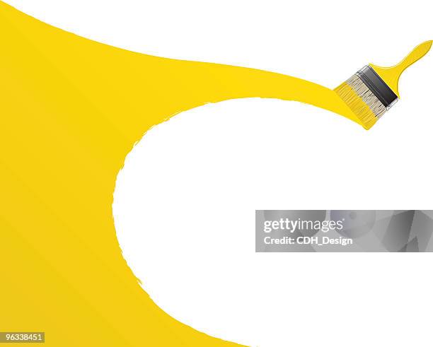 stockillustraties, clipart, cartoons en iconen met yellow paintbrush - huisuitbreiding