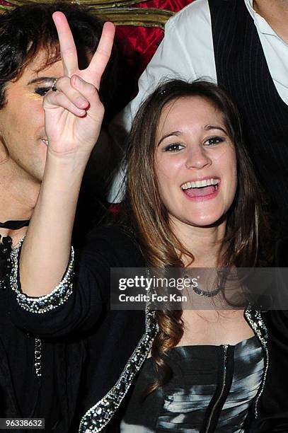 Comedians/singers Mikelangelo Loconte and Maeva Meline attend the "Mozart" Rock Opera the Party at Le Milliardaire Club on January 4, 2010 in Paris,...