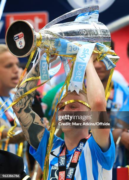 Jack Grimmer of Coventry City celebrates with the trophy during the Sky Bet League Two Play Off Final between Coventry City and Exeter City at...