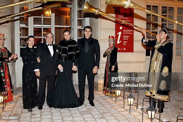 Prof David Khayat, his wife, Lola Karimova and her husband attend the Gala Dinner for Association A.V.E.C. At Chateau de Versailles on February 1,...