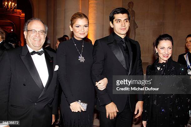 Prof David Khayat, his wife, Lola Karimova and her husband attend the Gala Dinner for Association A.V.E.C. At Chateau de Versailles on February 1,...