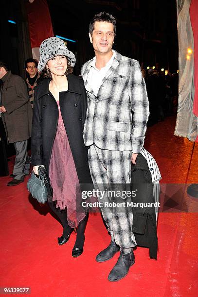 Anna Saun and Joel Joan arrive on the red carpet at the Premios de Gaudi held at the Theater Coliseum on February 1, 2010 in Barcelona, Spain.