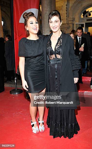 Nausicaa Bonnin and Silvia Munt arrive on the red carpet at the Premios de Gaudi held at the Theater Coliseum on February 1, 2010 in Barcelona, Spain.