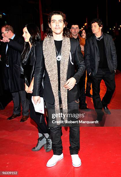 Oscar Jaenada arrives on the red carpet at the Premios de Gaudi held at the Theater Coliseum on February 1, 2010 in Barcelona, Spain.