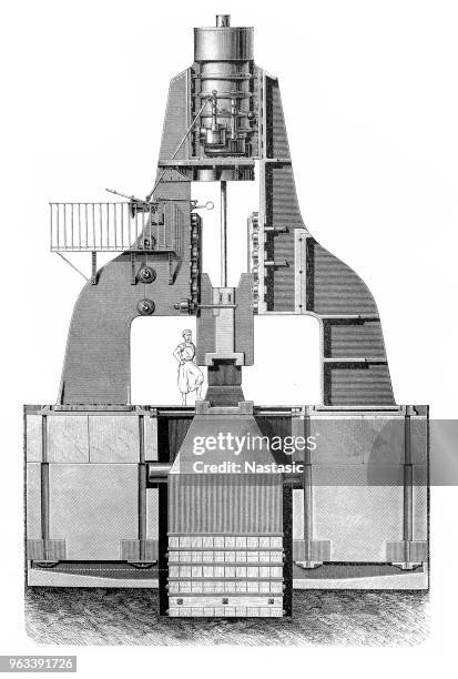 steam hammer - pile driver stock illustrations