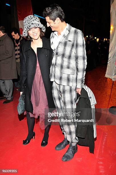 Anna Saun and Joel Joan arrive on the red carpet at the Premios de Gaudi held at the Theater Coliseum on February 1, 2010 in Barcelona, Spain.