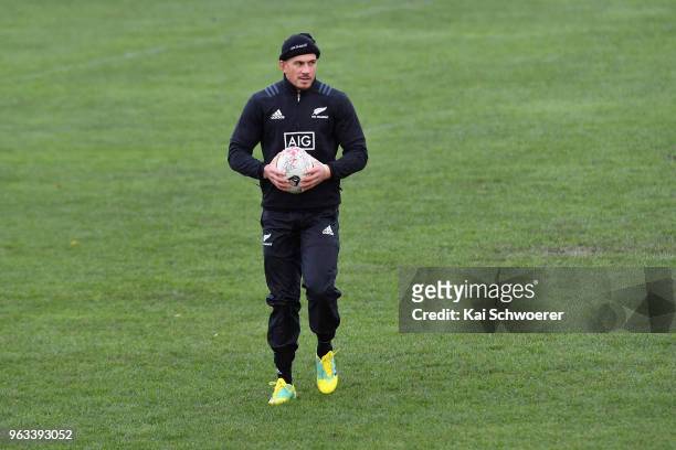 Sonny Bill Williams looks on during a New Zealand All Blacks training session at Linwood Rugby Club on May 29, 2018 in Christchurch, New Zealand.